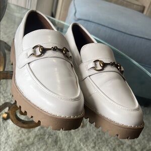 Women's White Loafers with Gold Accents sz 8